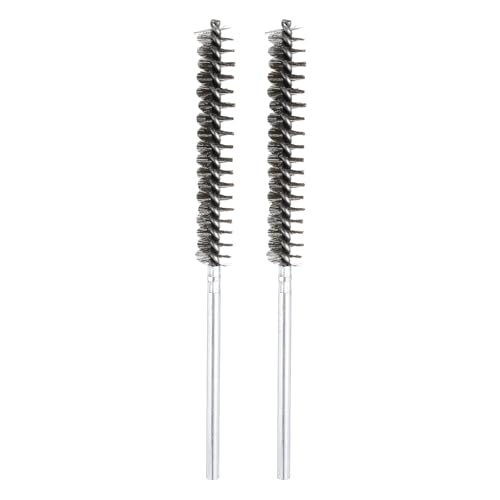 HARFINGTON 2pcs Wire Bore Brush Set 8 Inch Length 9/16 Inch Shank Stainless Steel Bristles Cleaning Brush for Clean Car Part Tube Kitchen Garage - size: 8 x 9/16 Inch