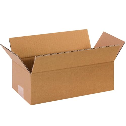 12"L x 6"W x 4"H Flat Shipping Boxes (25-Pack) | Corrugated Cardboard Single-Wall Long Kraft Boxes for Moving, Packing and Storage - size: 12x6x4