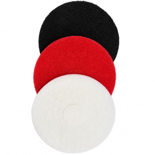 12" Floor Care Pad Kit for Oreck Orbiter, White Red Black, 3 Pack