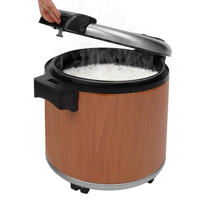 Electric Rice Warmer, 23L/6Gal Commercial Stainless Steel Electric Food Warmer with Rice Spoon & Cover Heavy Duty Rice Warmer 100 Cups Adjustable Warm Function Only (Brown) - color: Brown