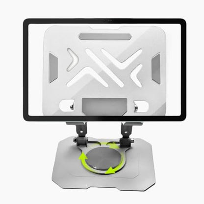 Ultra-Stable 360° Rotatable Metal Tablet Stand, Adjustable Folding Desktop Stand for iPad/iPhone/Switch, Universal Use for Office/Movie/Studying/Drawing/Gaming, Silver - color: Soccer Stand - Silver