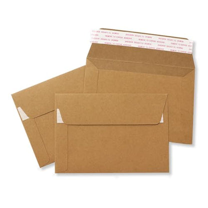 100 EcoSwift 6.5 x 4.5 Rigid Photo Mailers Stay Flats Brown Cardboard Self Seal Envelopes