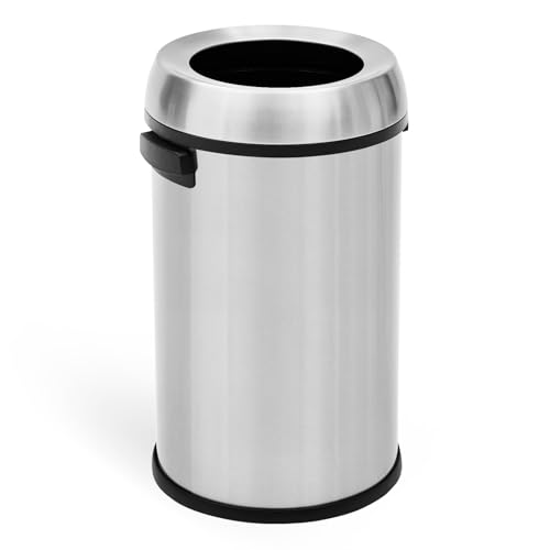 Takywep 17 Gallon/65 Liter Round Open Top Trash Can, Commercial Grade Heavy Gauge Trash Bin, Stainless Steel Garbage Can, Perfect for Kitchen, Office, School, Restaurant, Silver - color: Silver Open Top