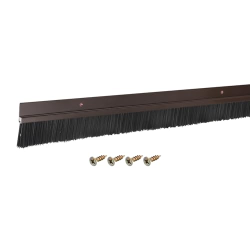 uxcell Door Brush Bottom Sweep H-Shape Aluminum Alloy Base with 1.2-inch PP Brush for Home, Industrial (35-inch L, Brown) - color: Brown, size: 35-inch x 1.2-inch