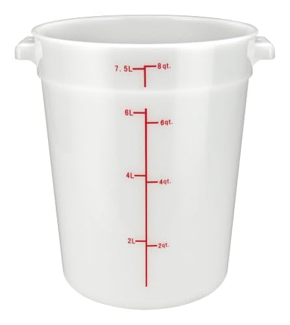 Winco 8 qt White Round Plastic Storage Container