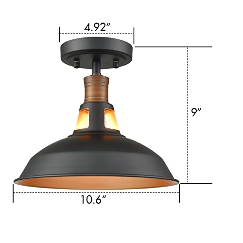 CLAXY Industrial Farmhouse Ceiling Light 1-Light Barn Ceiling Light - color: Black and Gold