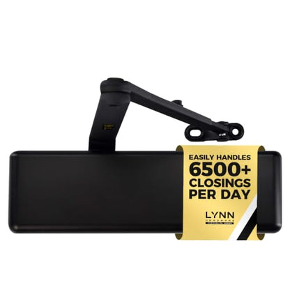 LYNN HARDWARE Extra Heavy Duty Commercial Door Closer, Closing Delay Timer - color: Matte Black