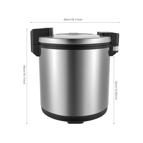 Electric Rice Warmer, 23L/6Gal Commercial Stainless Steel Electric Food Warmer with Rice Spoon & Cover Heavy Duty Rice Warmer 100 Cups Adjustable Warm Function Only (Silver) - color: Silver