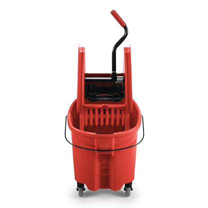 Rubbermaid Commercial Products WaveBrake 35QT Down-Press Mop Bucket, Red