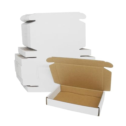 6x4x1 Boxes for Shpping Mailing, 25 Pack Small White Mailer Box Flat Corrugated Cardboard Packaging Gift Boxes Bulk Cheap Literature Mailers for Small Business - size: 6"x4"x1", style: 25 Pack - White