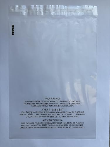 POLYSELLS 100 Count 9x12” Clear Poly Bags with Suffocation Warning Self-Sealing Plastic Bags for Shipping, Retail Packaging, T-Shirts & Clothing - Permanent Adhesive - color: Transparent, size: 9"x12" 100 Count