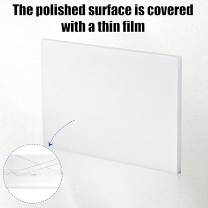 HDPE Plastic Block 1/2in White Plastic Block 12x8In Perfect for Diverse DIY Crafts Industrial Machining and Home Improvement Projects - color: White, size: 12x8x0.5In