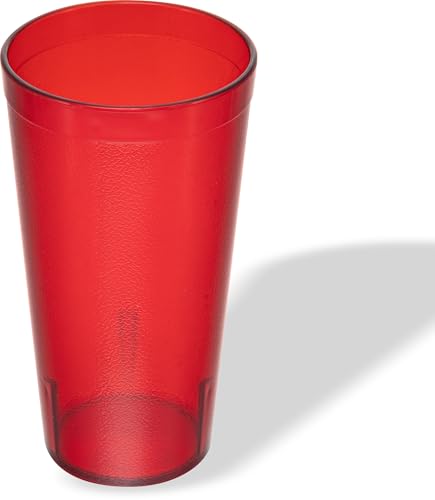Carlisle FoodService Products Stackable Tumbler Plastic Tumbler with Pebbled Exterior for Restaurants, Catering, Kitchens, Plastic, 20 Ounces, Ruby, (Pack of 72) - color: Ruby