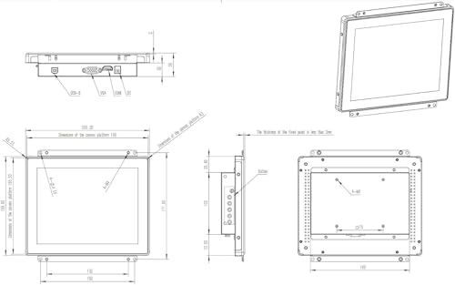8 Inch Open Frame Capacitive Touchscreen Monitor - 1024x768 LCD Display with G+G 10-Point Touch and IP65 Front Protection - Compatible with VESA Panel Mount for Kiosk POS and Automation - size: 8
