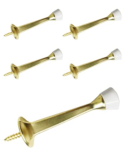 Door Stops 3 Inch Rigid Wall Mounted with Rubber Tip Champagne Brass, 5 Pack | HOWTOOL - color: Champagne Brass