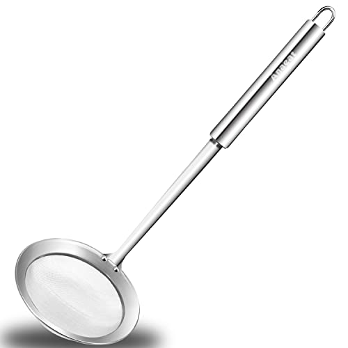 Anaeat 5.5" Stainless Steel Fat Skimmer Spoon - Professional Kitchen Fine Mesh Food Strainer and Hot Pot Skimmer with Long Handle for Skimming, Cooking, Frying, Grease, Gravy and Foam - color: 5.5" Fine Mesh Skimmer
