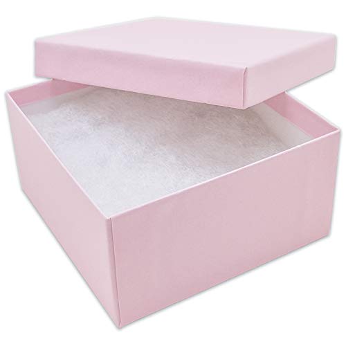 TheDisplayGuys 25 Cardboard Gift Jewelry Boxes w/Paddings #34-3.9x3.9x2 - color: Baby Pink