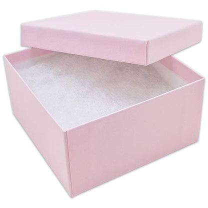 TheDisplayGuys 25 Cardboard Gift Jewelry Boxes w/Paddings #34-3.9x3.9x2 - color: Baby Pink
