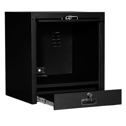 Global Industrial Counter Top CRT Security Computer Cabinet, Black, 24-1/2"W x 22-1/2"D x 27"H