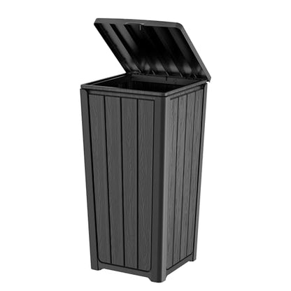 EFU 38 Gallon Outdoor Trash Can with Lid, Waterproof Garbage Can Bin - color: Black, size: 38 Gallon
