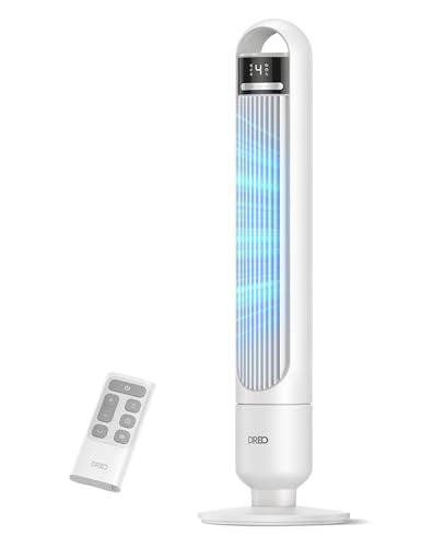 DREO Tower Fan for Bedroom, 26ft/s Velocity, 90° Oscillating, 8H Timer - color: Ice White, size: 36 inch