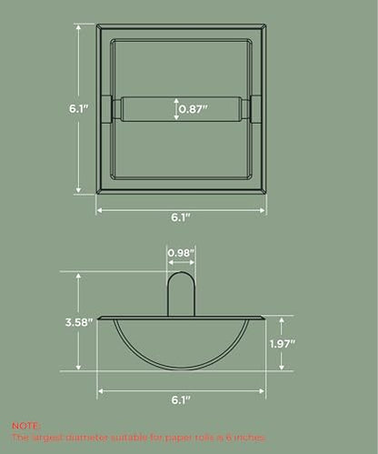 FORIOUS Recessed Toilet Paper Holder, Wall Mount Bathroom Tissue Holder - color: Matte Black