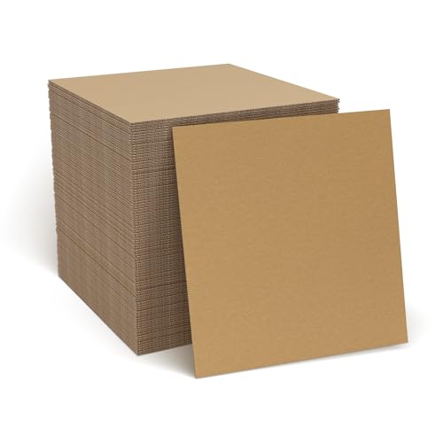 100 Pack 8x10 Inch Flat Corrugated Cardboard Sheets - 0.07 Inch Thick Square Thin Cardboard Padding Inserts for Crafts, Mailers, Box Dividers, Drawing & DIY Projects - size: 8" x 10"