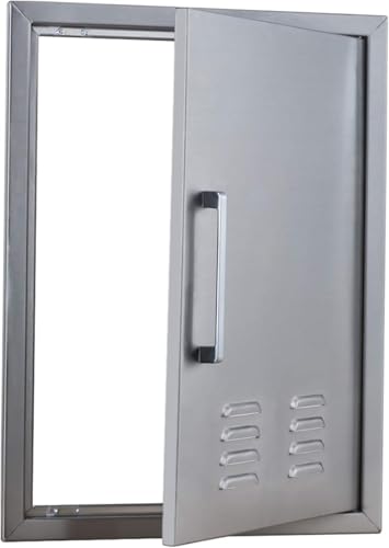 Outdoor Kitchen Doors, 17x23 Inch 304 Stainless Steel BBQ Access Door with Vent, Double Steel Doors for Outdoor Grill Island - size: 17W x 23H-Right