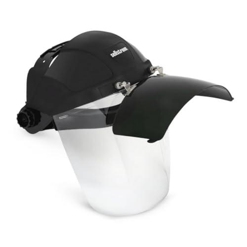 Sellstrom DP4 Face Shield - Lightweight Mask with High Impact Crown & Ratchet Headgear for Work, Grinding, Plasma/Flame Cutting - ANSI Z87.1 - Clear Anti Fog Polycarbonate Window - UV/IR Flip Up Visor - style: Shade 6 Cobalt Visor
