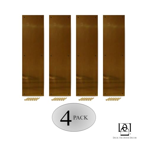 Deck the Door Decor | Door Push Plate - Screw Mount - Multiple Sizes & Finishes (Shiny Brass, 3 x 12)(Pack of 4) - color: Shiny Brass, size: 3 x 12" ( 4 Pack)