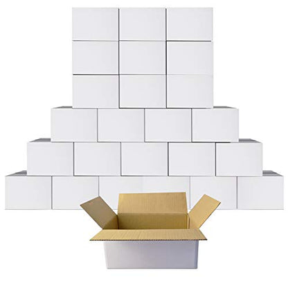Calenzana 9x6x4 Shipping Boxes Set of 25, White Corrugated Cardboard Box for Packing Mailing Small Business - size: 9x6x4, style: 25 Pack
