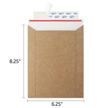 ValBox 6x8 Self Seal Photo Document Mailers 25 Pack Stay Flat Brown Cardboard Envelopes, 6.25 x 8.25 Inches - color: Brown