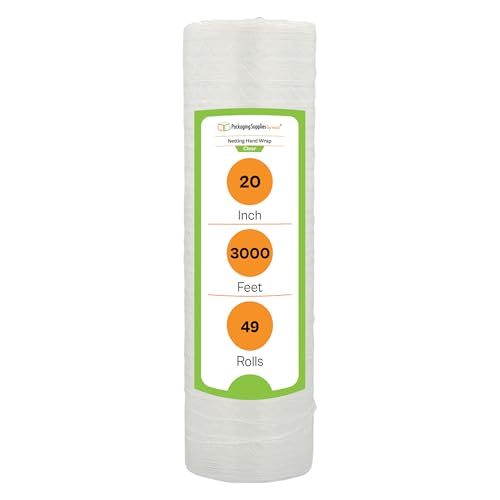 PSBM 49 Rolls 20 Inch x 3000 Feet Pallet Netting Vented Stretch Film/Wrap, Industrial Strength Clear Shrink Plastic Wrap for Moving, Packing, Shipping of Frozen Food and Plants - size: 20 Inch x 3000 Feet, style: 49 Rolls