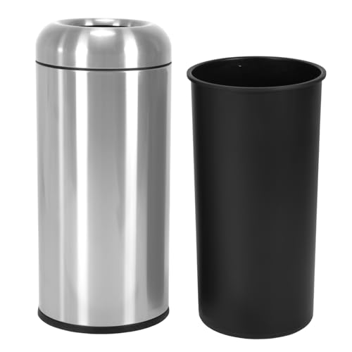 16 Gallon Large Trash Can with Detachable Lid Indoor Use Stainless Steel Garbage Can Wear Resist Commercial Big Garbage Bin for Office Bedroom Restaurant
