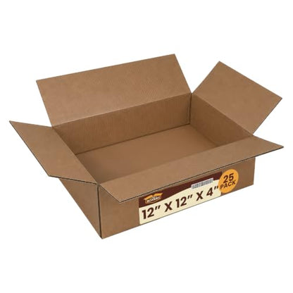 The Boxery 12"x12"x4" Corrugated Shipping Boxes 25-Pack - size: 12 x 12 x 4"