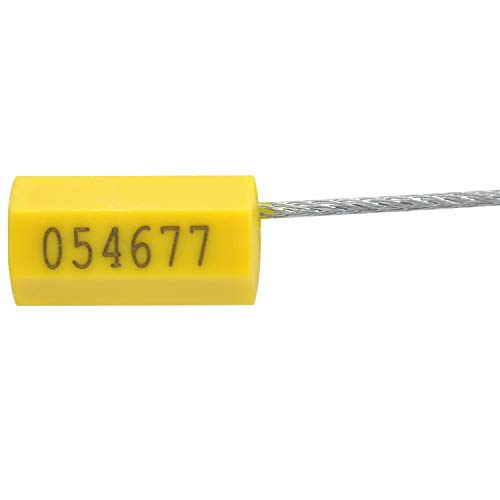 500pcs Security Marking Cable Seals Tamper Proof Steel Wire Seal Numbered Shipping Seals Disposable Pull Tight Self-Locking Cable Seal Truck, Cargo, Containers Seal Ties Straps (Yellow, 500pcs) - color: Yellow, size: 500pcs