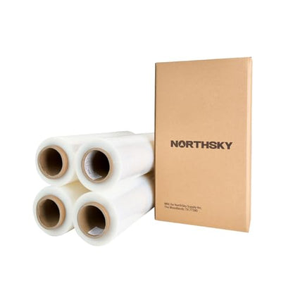 NorthSky Plastic Wrap Stretch Film - Industrial Strength up to 700% Stretch 20 Microns Clear Durable Adhering Packing Moving Heavy Duty Shrink Film Box of 4 (70 Gauge, 18'' x 1500’) - size: 18'' x 1500', style: 70 Gauge