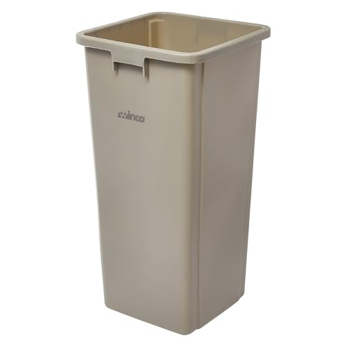 Winco 23 Gallon Beige Commercial Square Plastic Trash Can - color: Beige, size: 23 Gallon