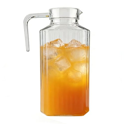 61 oz Acrylic Pitcher with Lid and Spout, 1800ml Large Hot/Cold Water Jug for Iced Tea Pitcher for Coffee, Juice Iced Tea Beverage Carafe with Lid for Family Gathering(1800ml) - size: 60.9 Ounces