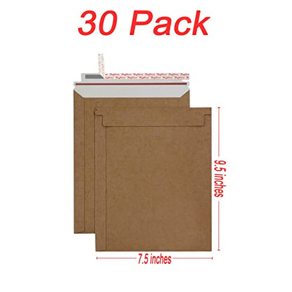 Bonfasvo Rigid Mailers 30 Pack 7.5 x 9.5 inches Brown Self Seal Stay Flat Bulk Cardboard Kraft No Bend Mailers Peel and Seal for Document Photos Pictures Papers Files CD - color: Brown, size: 7.5 x 9.5 Inch (30 Pack)
