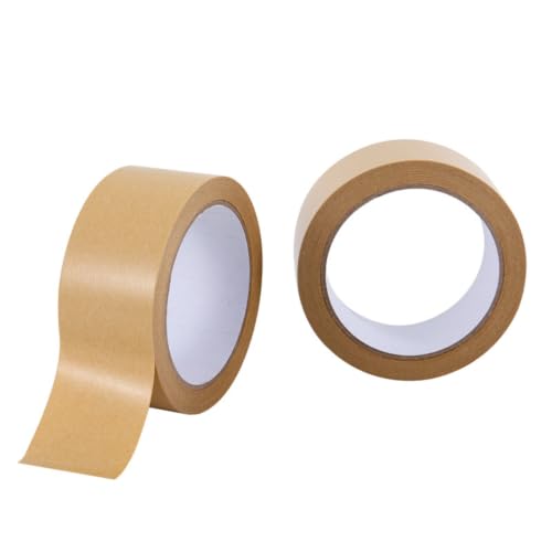 Water Activated Kraft Paper Packing Tape, Water Reinforced Gummed Paper Shipping Tape, Eco-Friendly Writeable Brown Packaging Tape for Carton Sealing, Framing, Shipping, DIY Craft