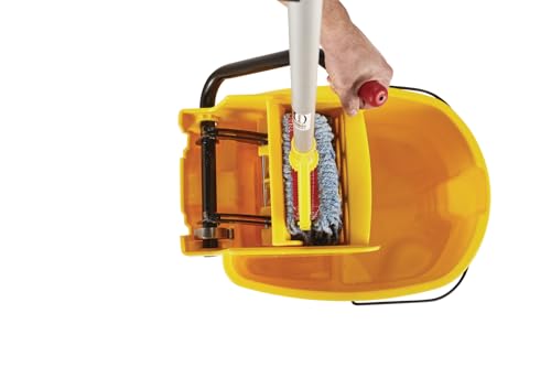 Rubbermaid Commercial Products WaveBrake 26QT Side-Press Mop Bucket, Yellow - size: 26 Qt.