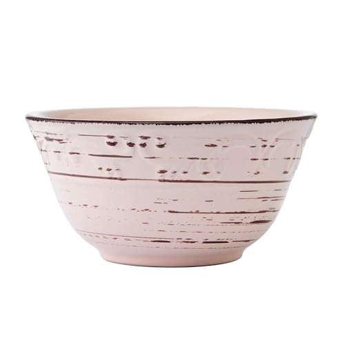 Pfaltzgraff Pink Trellis 12-Piece Dinnerware Set, Stoneware Plates and Bowls Sets for 4, Dishwasher and Microwave Safe, Rustic Garden-Inspired Design - color: Pink