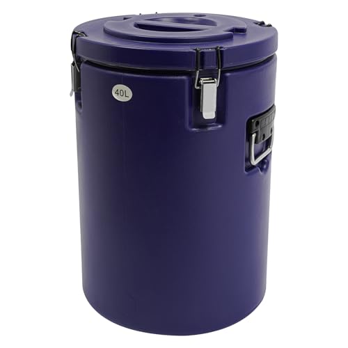 40L/10.57 Gal Insulated Soup Carrier, Stainless Steel Insulated Soup Container Bucket Hot & Cold Thermal Bucket with Lid Commercial Food Warmer for Parties Picnics Cafes Restaurants - color: Blue, size: 40L/10.57 Gal