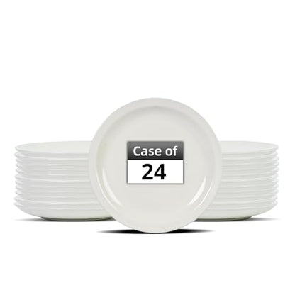 Stoneware Narrow Rim Commercial Grade Dinnerware America White, Plate 9 5/8", Case of 24 - color: America White, size: Plate 9 5/8"