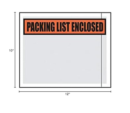 10 x 12" Clear Large Packing List Envelopes (500 Envelopes) - Laddawn 3877
