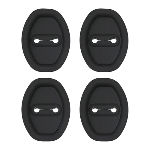 4 PCS Car Door Latch Lock Cover, Silicone Door Latch Protective Cover, Self-Adhesive Slam Stopper Shock Absorber, Universal Automotive Exterior Accessories for Most Cars, SUVs, Trucks (Black) - color: Black