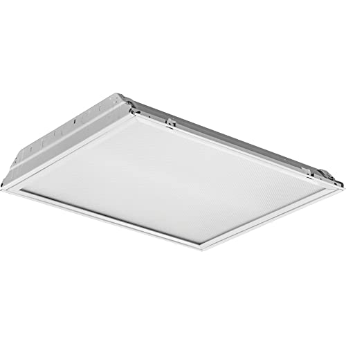 Lithonia Lighting 2x2 Lensed LED Troffer Light, Recessed LED Drop in Ceiling Light with Prismatic Lens for Grid Ceilings, 120 Volt, 4000K Cool White - color: Non-Dimmable