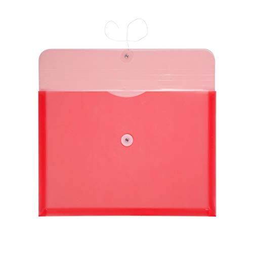 Plastic Envelopes with String Closure Clear Side Loading Folders Legal Size Paper Office Organizer 12 Packs Red - color: Red