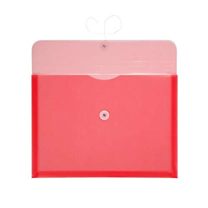 Plastic Envelopes with String Closure Clear Side Loading Folders Legal Size Paper Office Organizer 12 Packs Red - color: Red